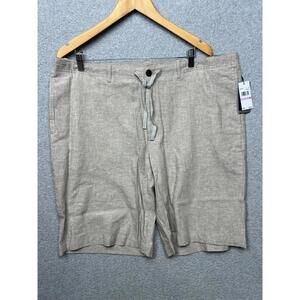 Perry Ellis Linen Chino Drawstring Elastic Waist Shorts Mens 38 Beach Casual
